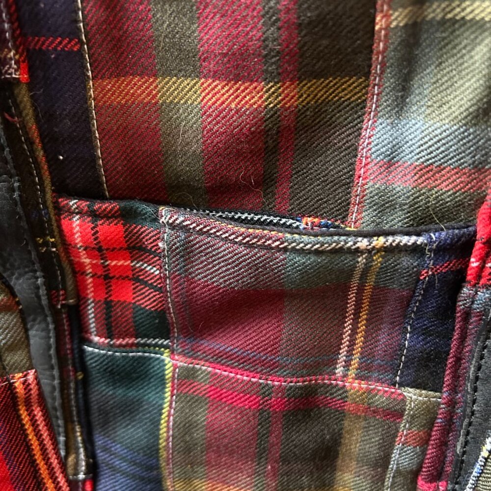ORVIS Plaid Wool Tartan Patchwork Leather Tote Shopper Shoulder Bag - Picture 5 of 6